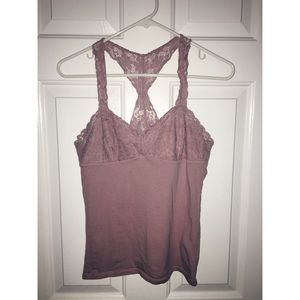 Fitted Baby Pink Lace American Eagle Tank