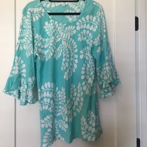 Teal Floral Print Blouse