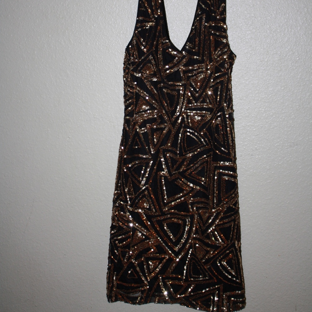 Sparkle Black and Gold Bodycon Dress (NWT)