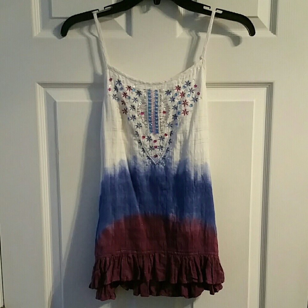 CUTE GIRLS/WOMENS TYE DYE TANK TOP BEADS&SEQUINS