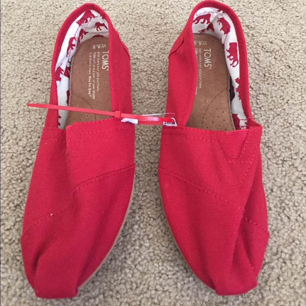 Toms Red Canvas Flat