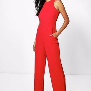 Red Sleeveless Jumpsuit