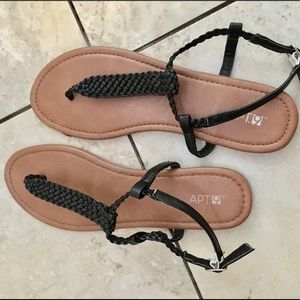 Apt. 9 Tan & Black Braided Sandals
