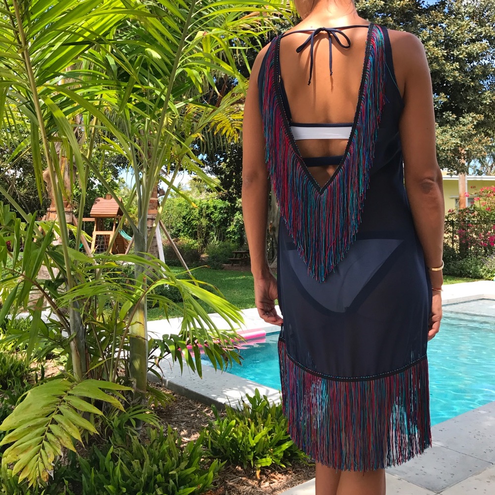 fringes navy cover up