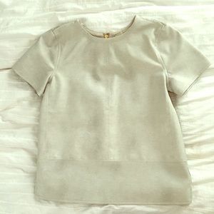 Ann Taylor Loft SP Gray Faux Leather Top