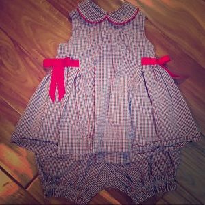 Adorable Strasburg blue and red gingham set