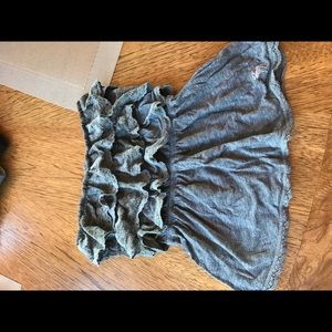 grey sleeveless A&F ruffle top