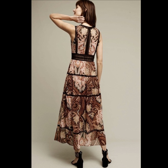 Anthropologie black red tan Ladder Lace Tier  8 - Picture 2 of 4