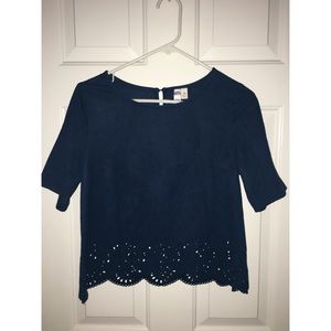 NWOT Suede Scalloped Cut Out Top