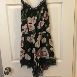 Lacy floral sheer nightie romper
