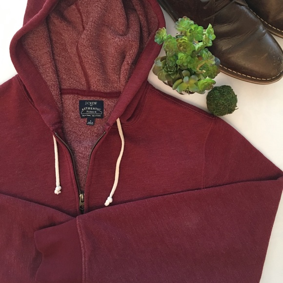 j crew brushed fleece zip hoodie