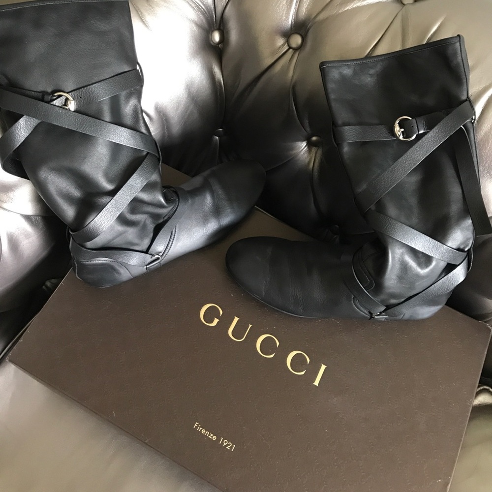 Gucci Boots - Strappy Black Leather