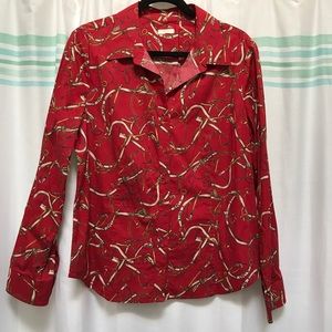 Talbots Red & Gold Equestrian Button Down - XL