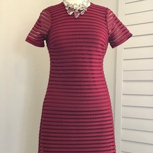 Neiman Marcus brand mesh red stripe cocktail dress