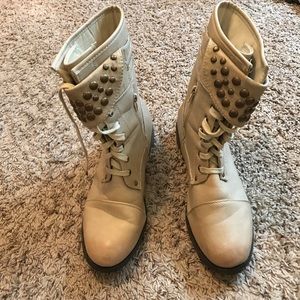 cream combat boots