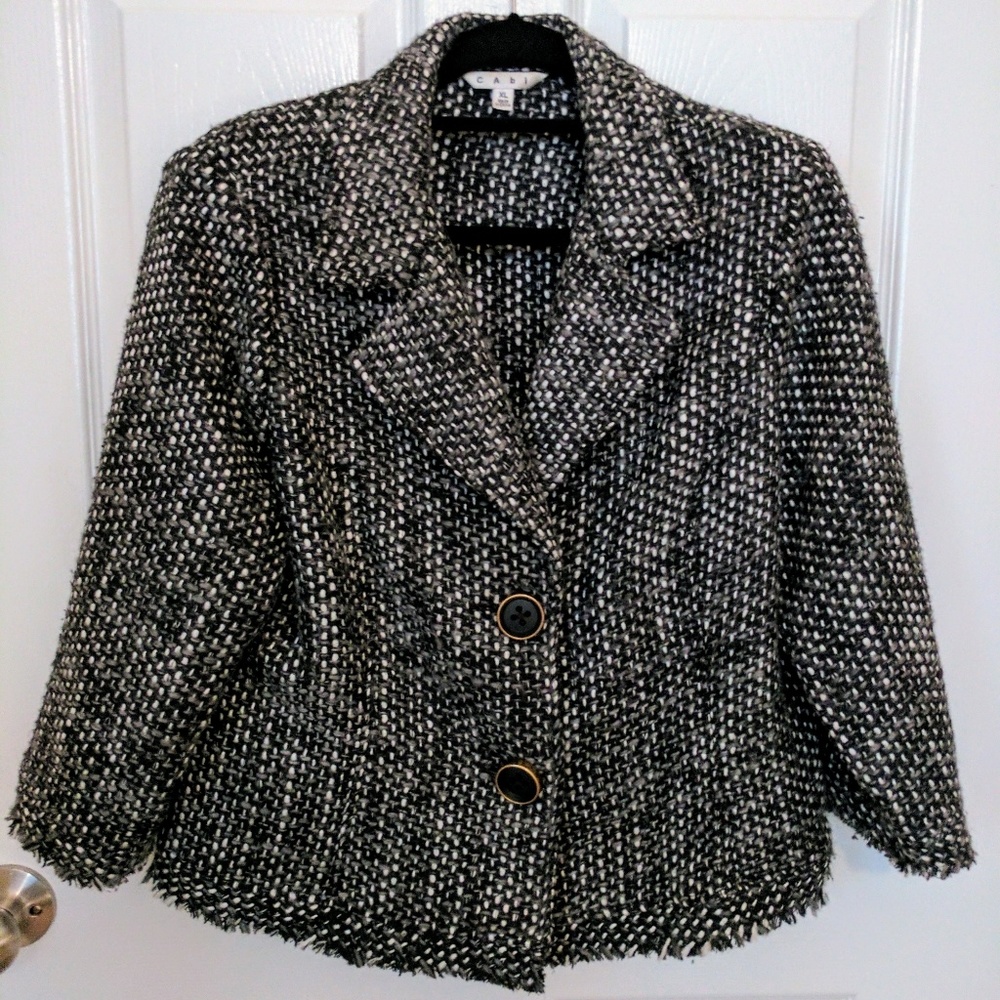 CAbi Fringe Tweed Jacket