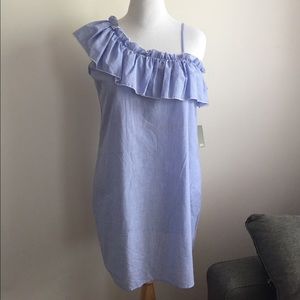 Light blue ruffled one shoulder dress