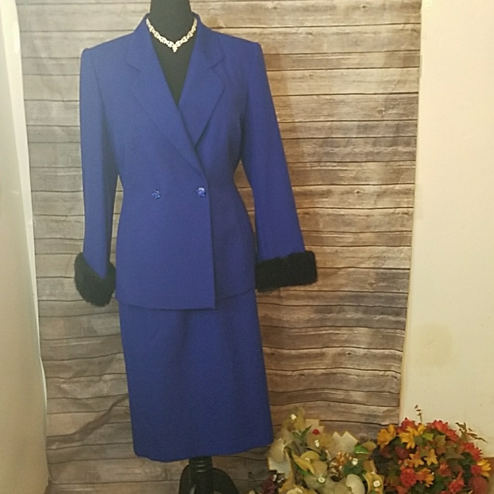 Blue Two Piece Skirt Suit