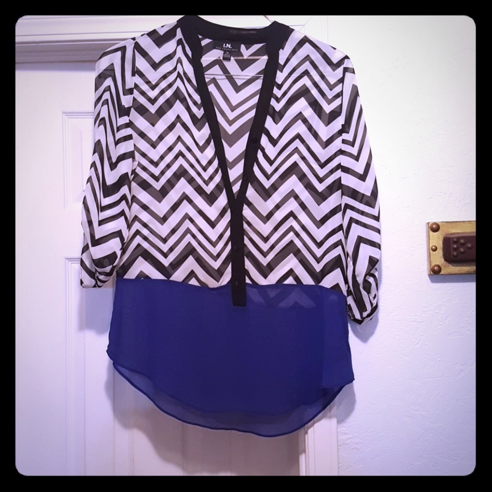 I.N. San Francisco Chevron Blouse