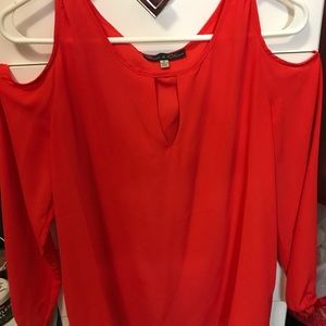 Cold Shoulder Chiffon-like Blouse