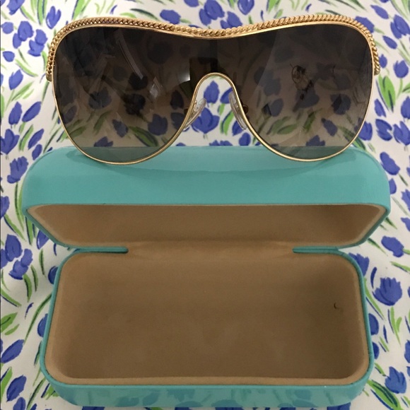 Tiffany&Co.Gold Shield Sunglasses - Picture 6 of 8