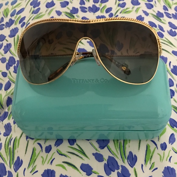 Tiffany&Co.Gold Shield Sunglasses - Picture 2 of 8
