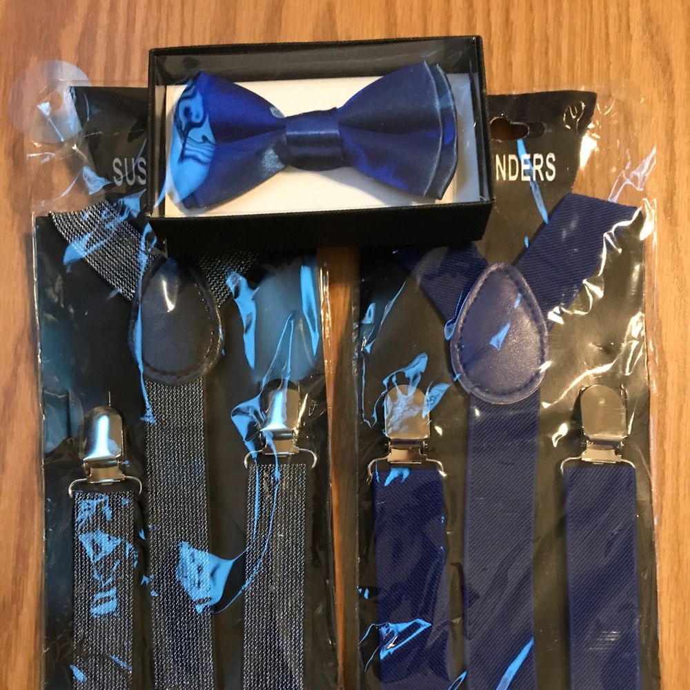 Boys suspenders and bow tie