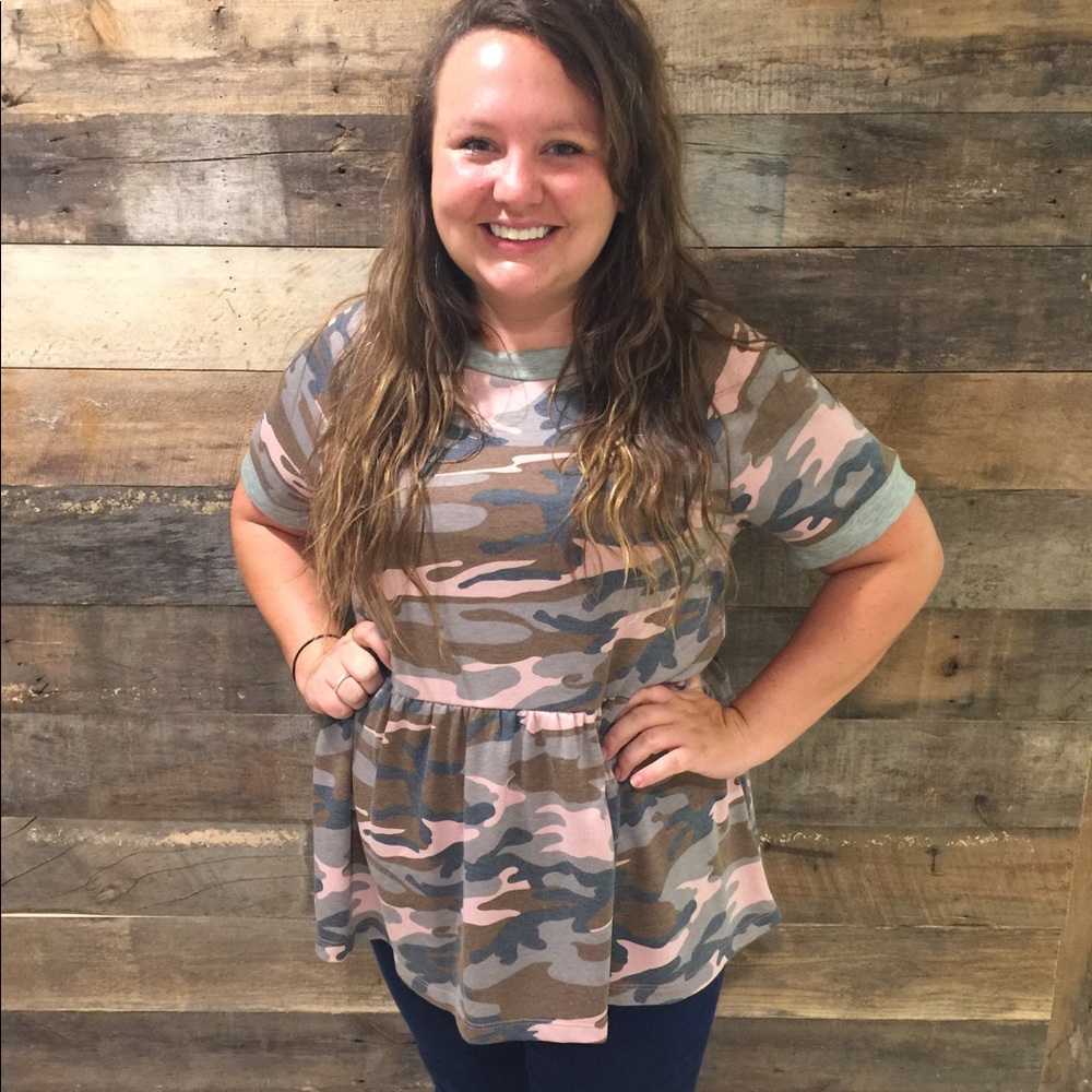 camo/army peplum top