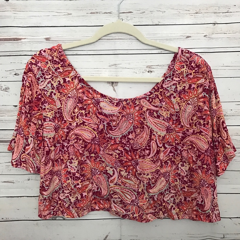 Billabong pink PAISLEY crop top