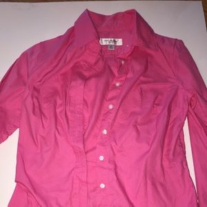 XS Isaac Mizrahi pink button down shirt