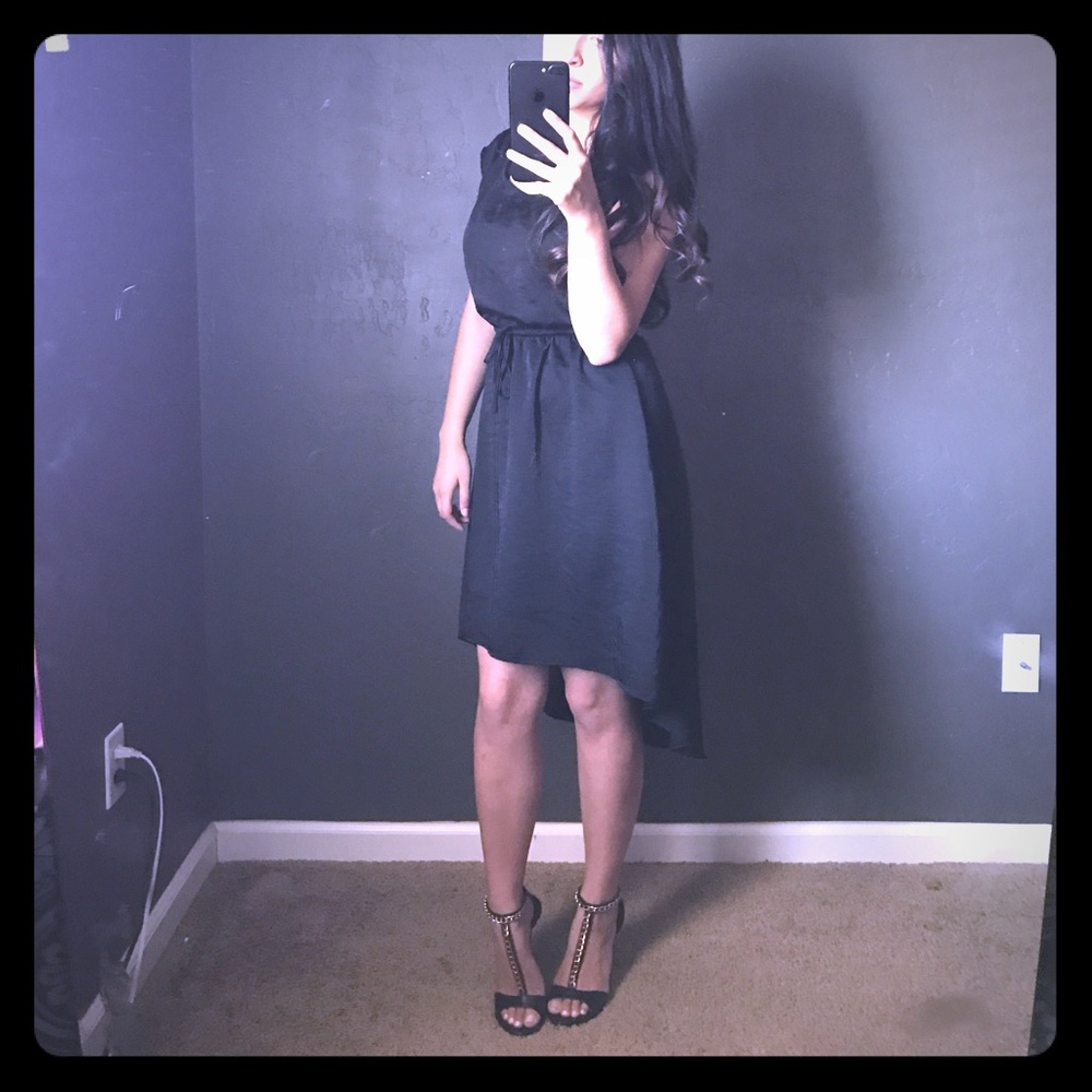 High-low black dress