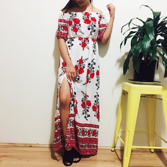 Floral Off Shoulder Maxi Dress - Picture 2 of 2