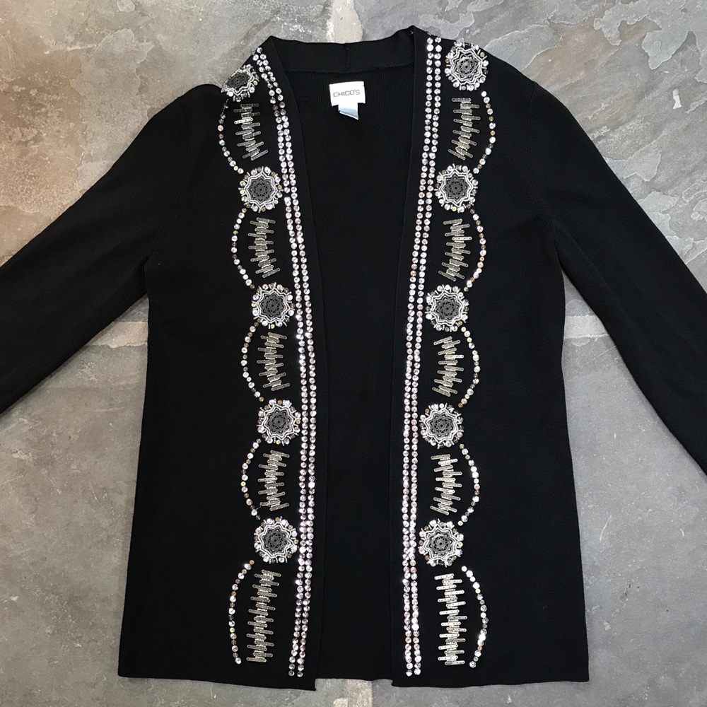 Chico's Long Embellished Cardigan Size 0