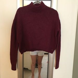 Maroon American Eagle Mock Neck Sweater