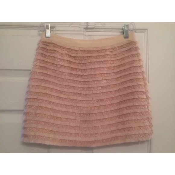 ERIN Fetherston Pink Bronze Fringe Mini skirt, 0 - Picture 2 of 5