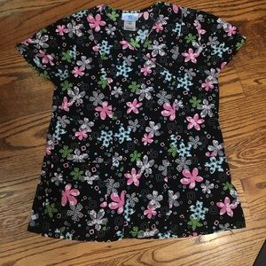 Flower printed small scrub top