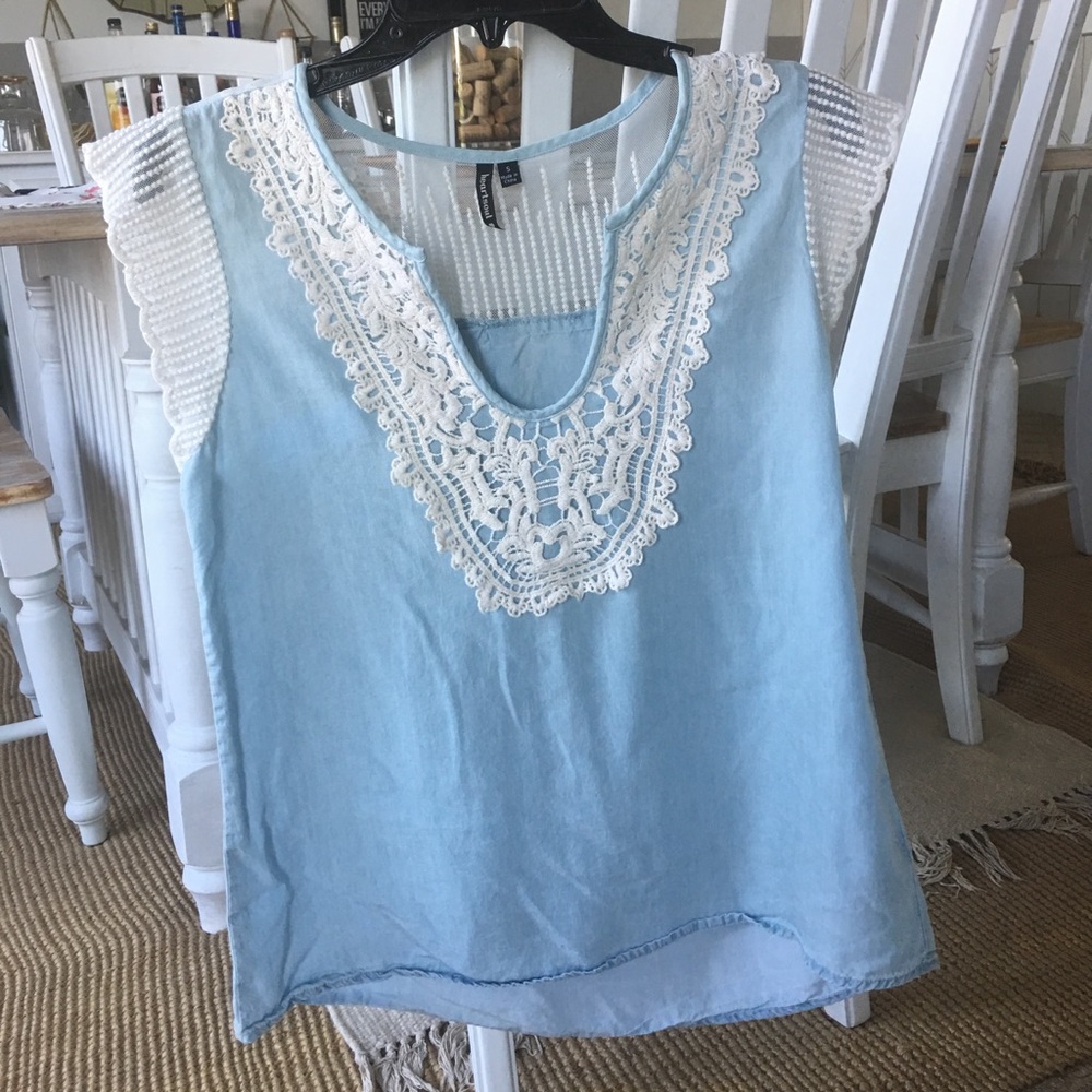 Chambray lace top