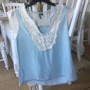 Chambray lace top