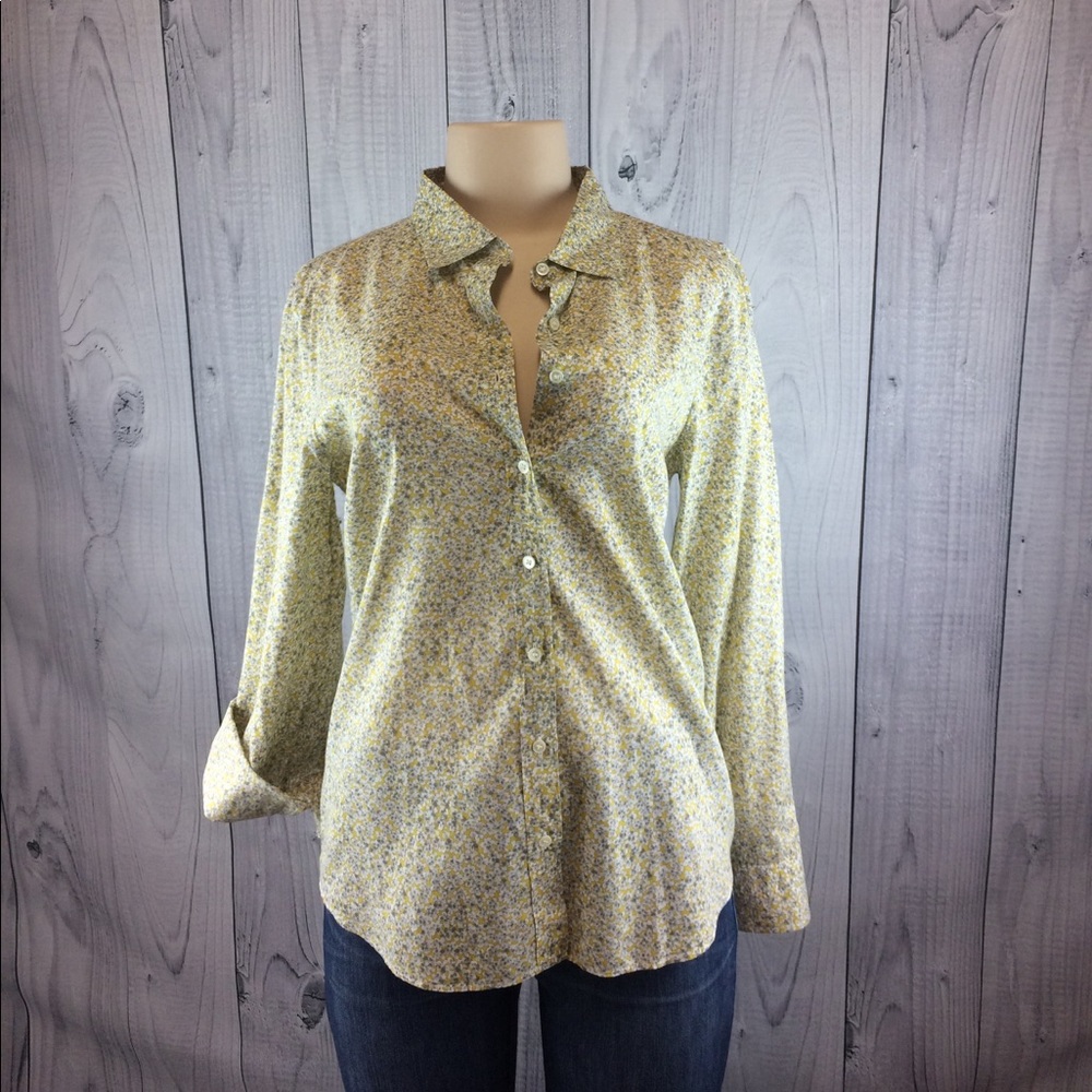 J.CREW The Perfect Shirt Yellow Gray Floral Size 8