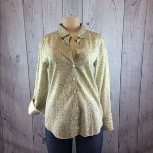 J.CREW The Perfect Shirt Yellow Gray Floral Size 8