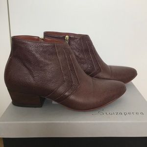 Luiza Perea brown leather booties