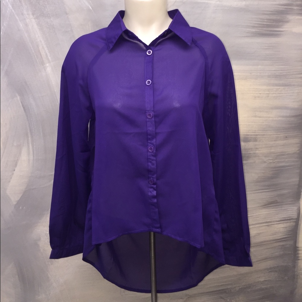Purple Button Up with Open Back