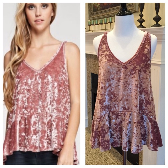 LAST 1 ๐ธ NWT Crushed Velvet Camisole Tank Top - Picture 3 of 5