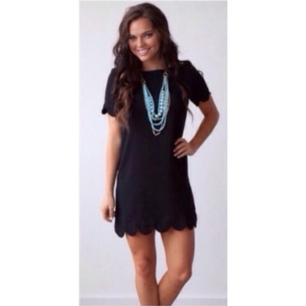 12PM Mon Ami Black Scallop Dress
