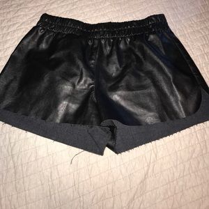 Black leather shorts
