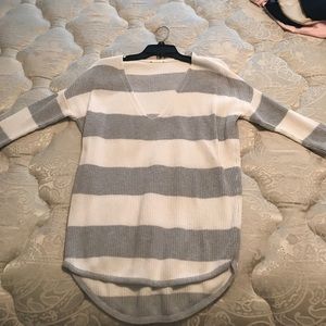 Gray and white striped sweater