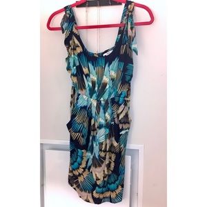 Bar III Pleated Print Casual Dress