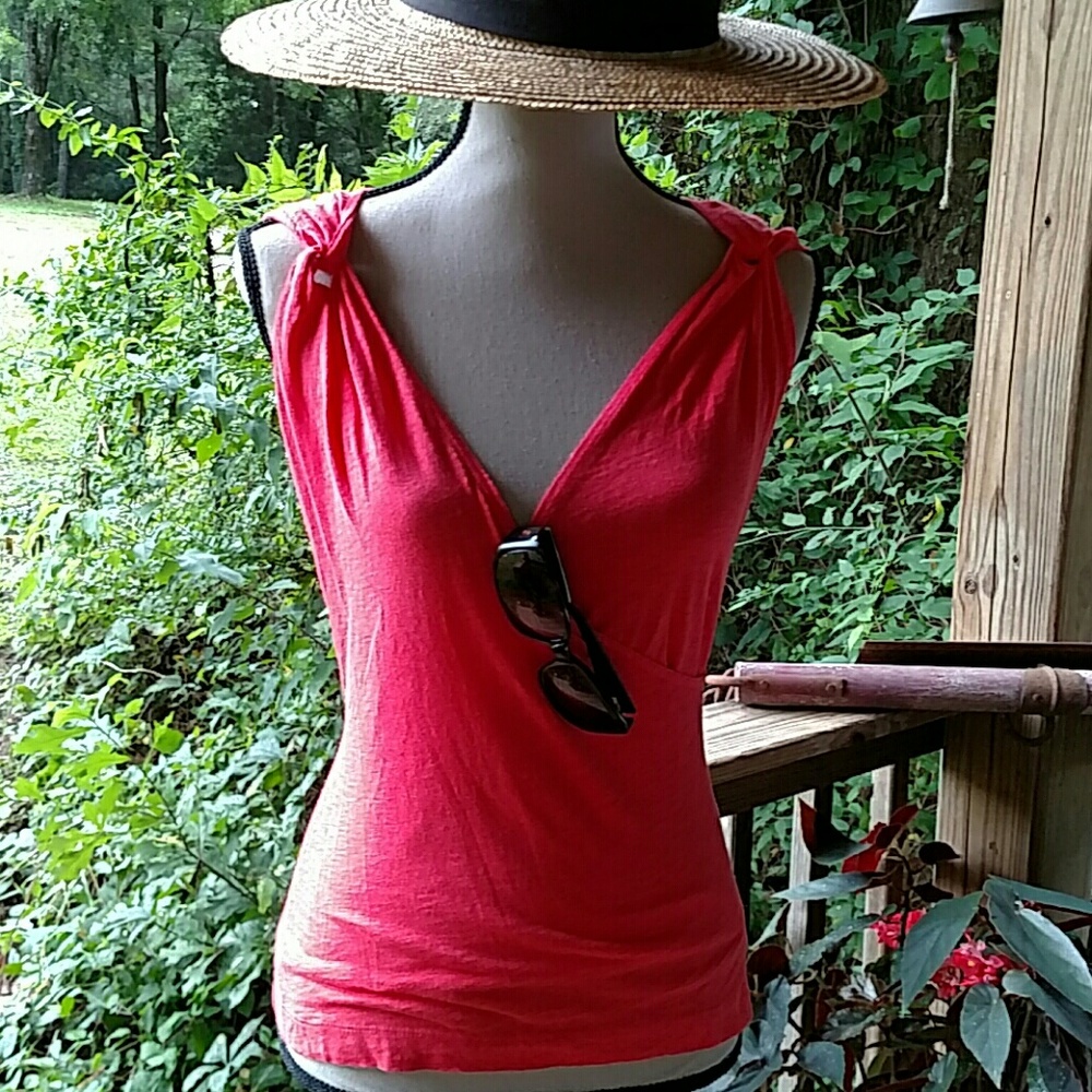 Sophie Max Crisscross Cotton Orange Tank Top Sz S