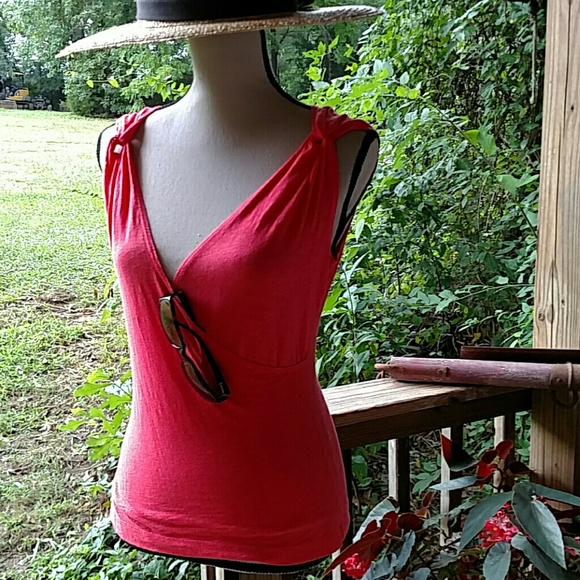 Sophie Max Crisscross Cotton Orange Tank Top Sz S - Picture 2 of 8