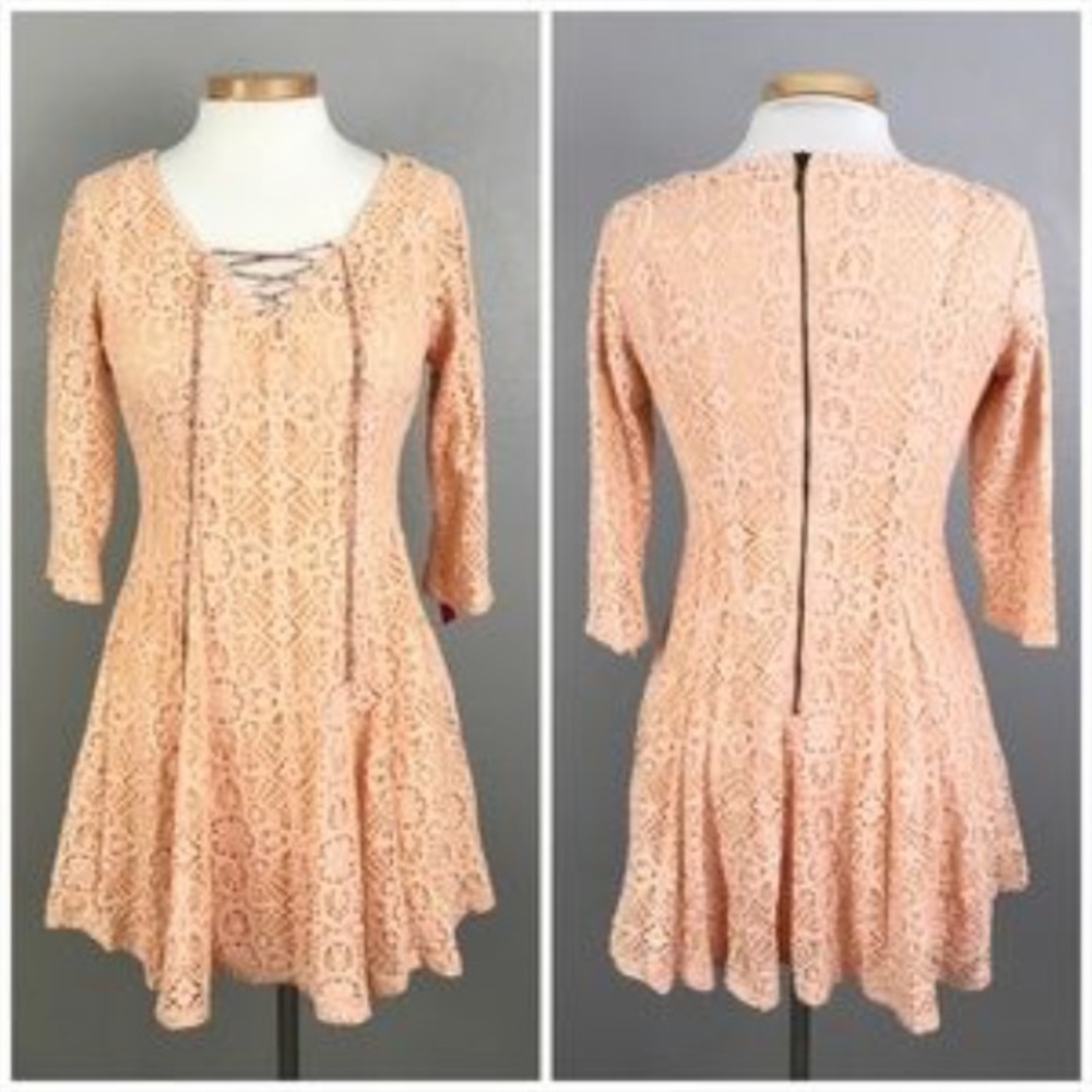 Peach lace mini dress